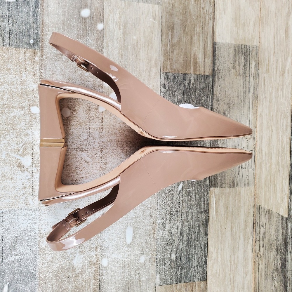 Vince Camuto Hamden Womens Pumps 11 M Brown Patent Leather Pointed Toe Slingback - Picture 6 of 12